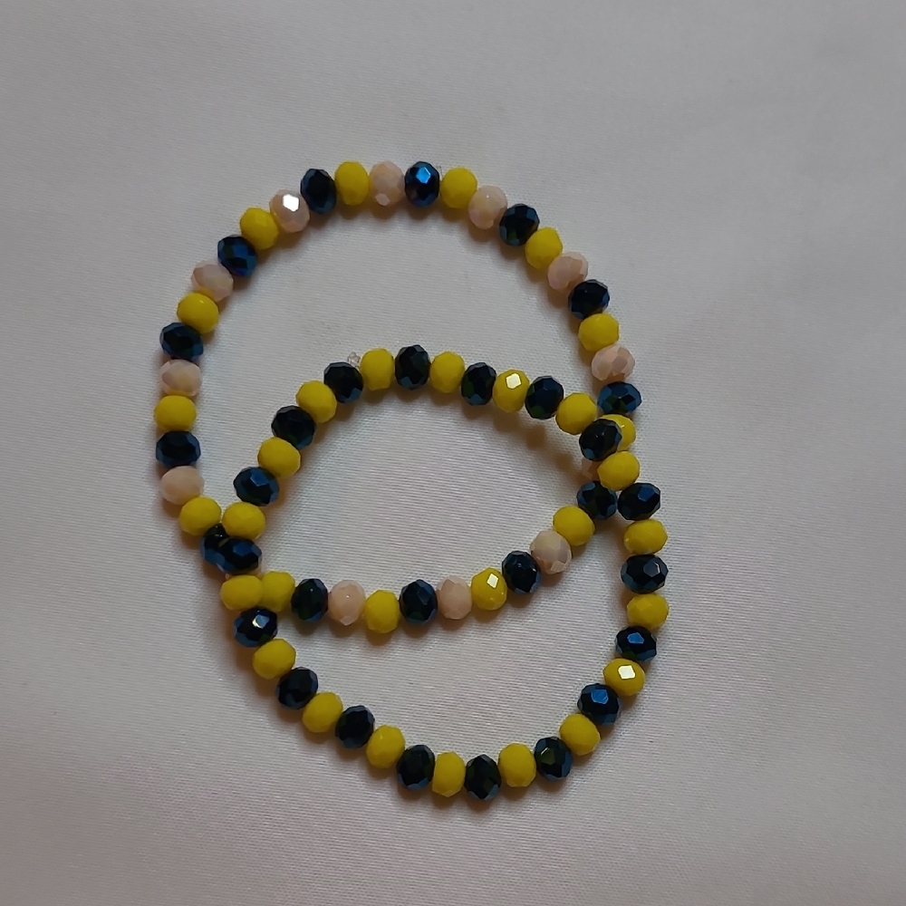 Yellow and Blue Beaded Bracelets